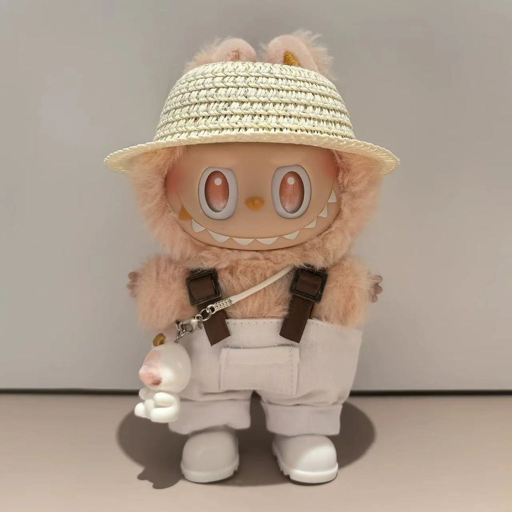 17cm Mini Plush Doll'S Clothes Outfit Accessories For Korea Kpop Exo Labubu Idol Dolls Macaron overalls Clothing Gift
