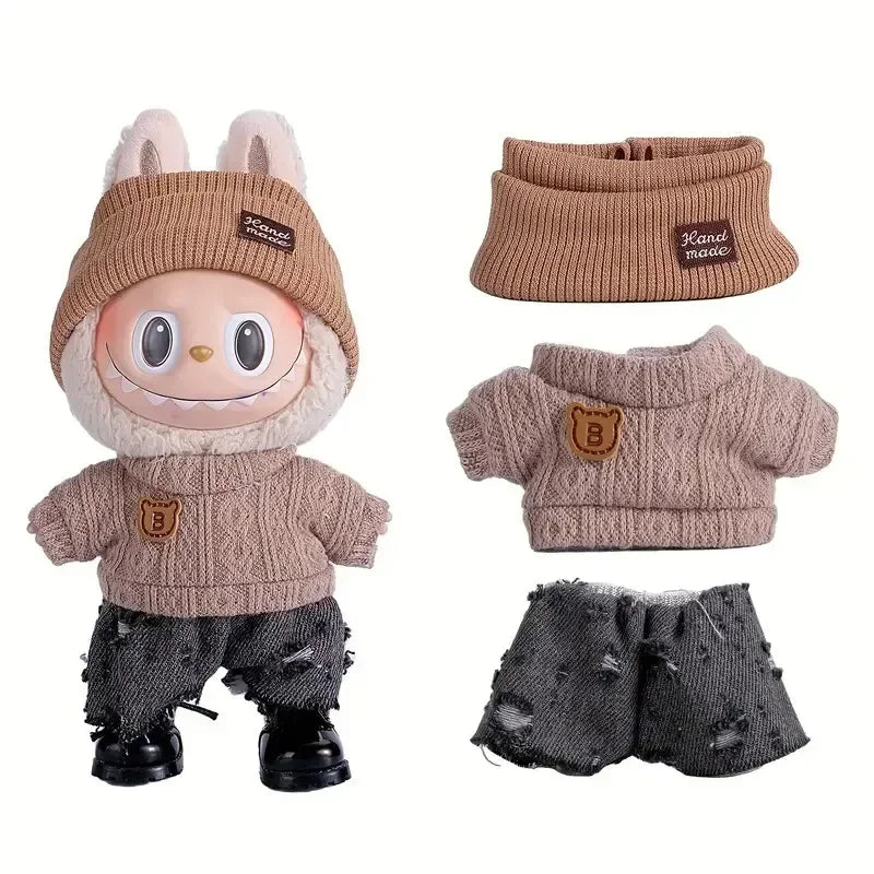 17cm Cute Mini Plush Doll'S Clothes Outfit Accessories For Korea Kpop Exo Labubu Idol Dolls Sweater Clothing DIY Kids Girl Gift