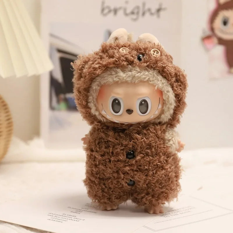 17cm Cute Mini Plush Doll'S Clothes Outfit Accessories For Korea Kpop Exo Labubu Idol Dolls donut overalls Clothing DIY Kid Gift