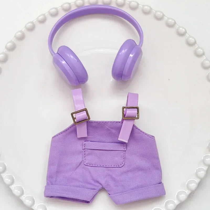 17cm Mini Plush Doll'S Clothes Outfit Accessories For Korea Kpop Exo Labubu Idol Dolls Macaron overalls Clothing Gift
