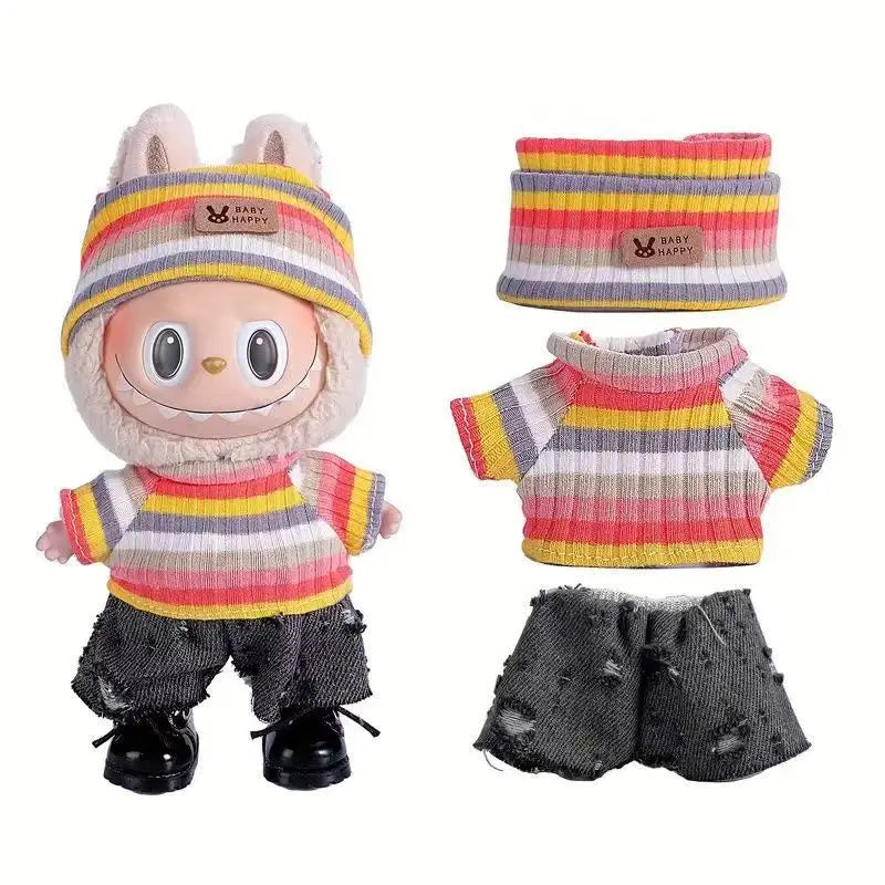 17cm Cute Mini Plush Doll'S Clothes Outfit Accessories For Korea Kpop Exo Labubu Idol Dolls Sweater Clothing DIY Kids Girl Gift