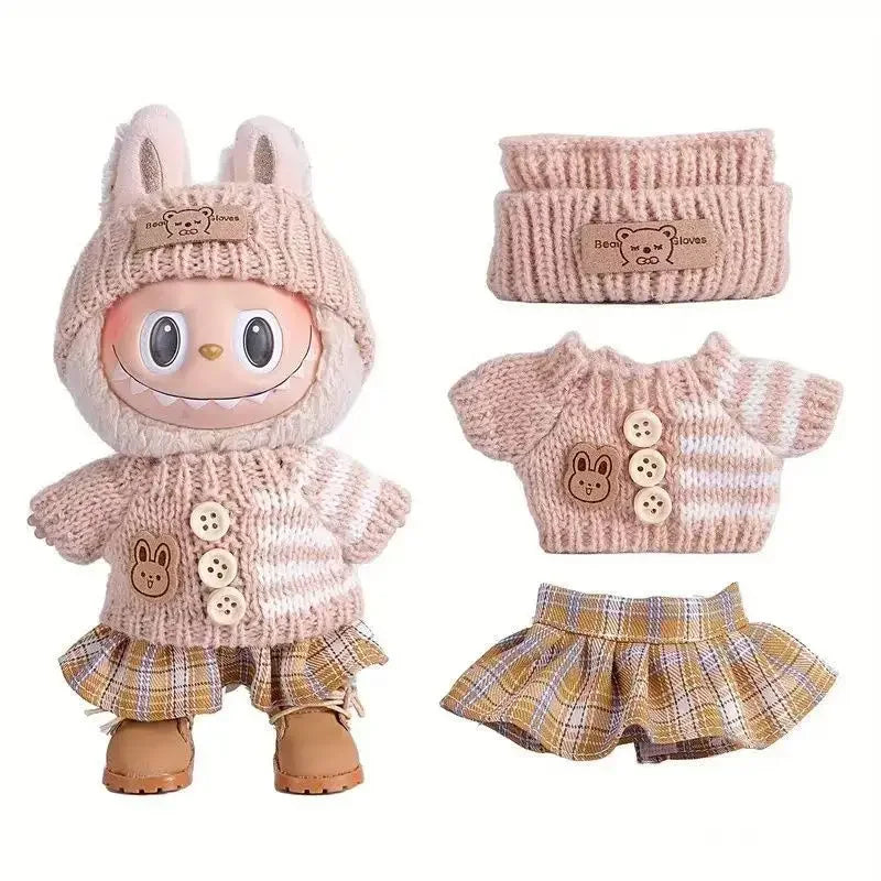 17cm Cute Mini Plush Doll'S Clothes Outfit Accessories For Korea Kpop Exo Labubu Idol Dolls Sweater Clothing DIY Kids Girl Gift