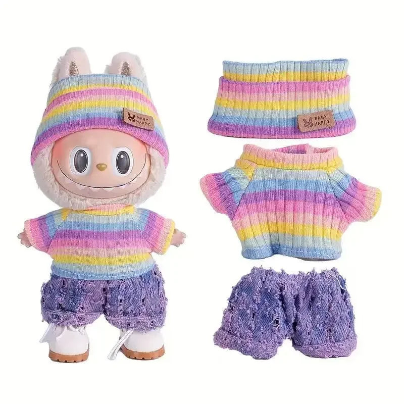17cm Cute Mini Plush Doll'S Clothes Outfit Accessories For Korea Kpop Exo Labubu Idol Dolls Sweater Clothing DIY Kids Girl Gift