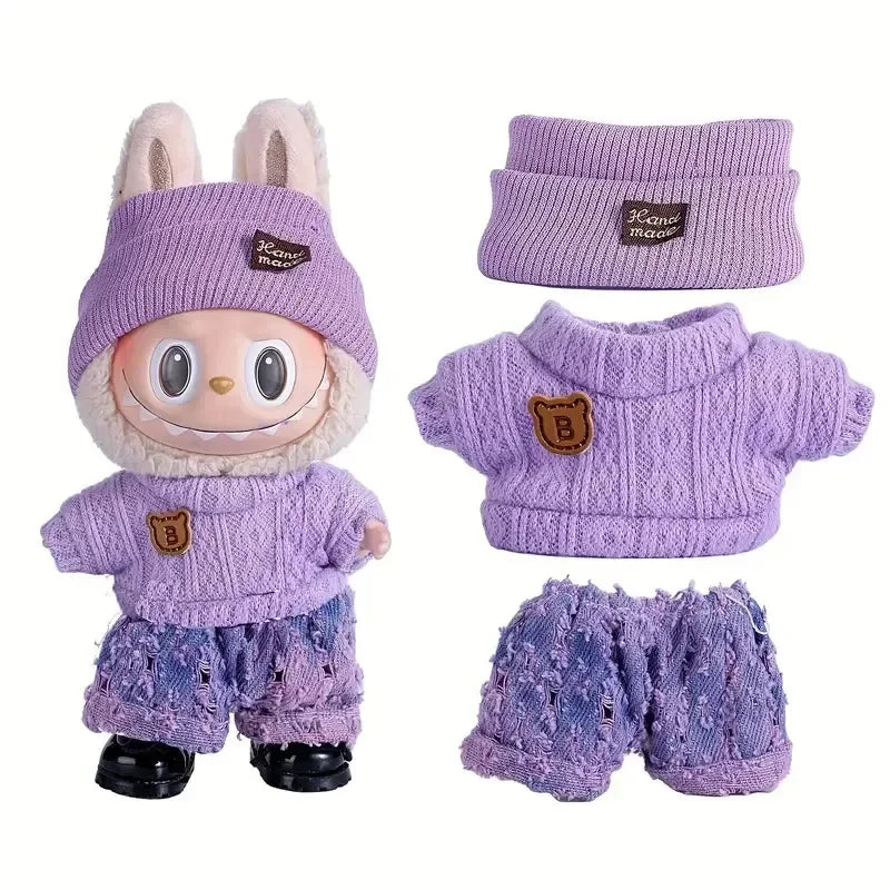 17cm Cute Mini Plush Doll'S Clothes Outfit Accessories For Korea Kpop Exo Labubu Idol Dolls Sweater Clothing DIY Kids Girl Gift